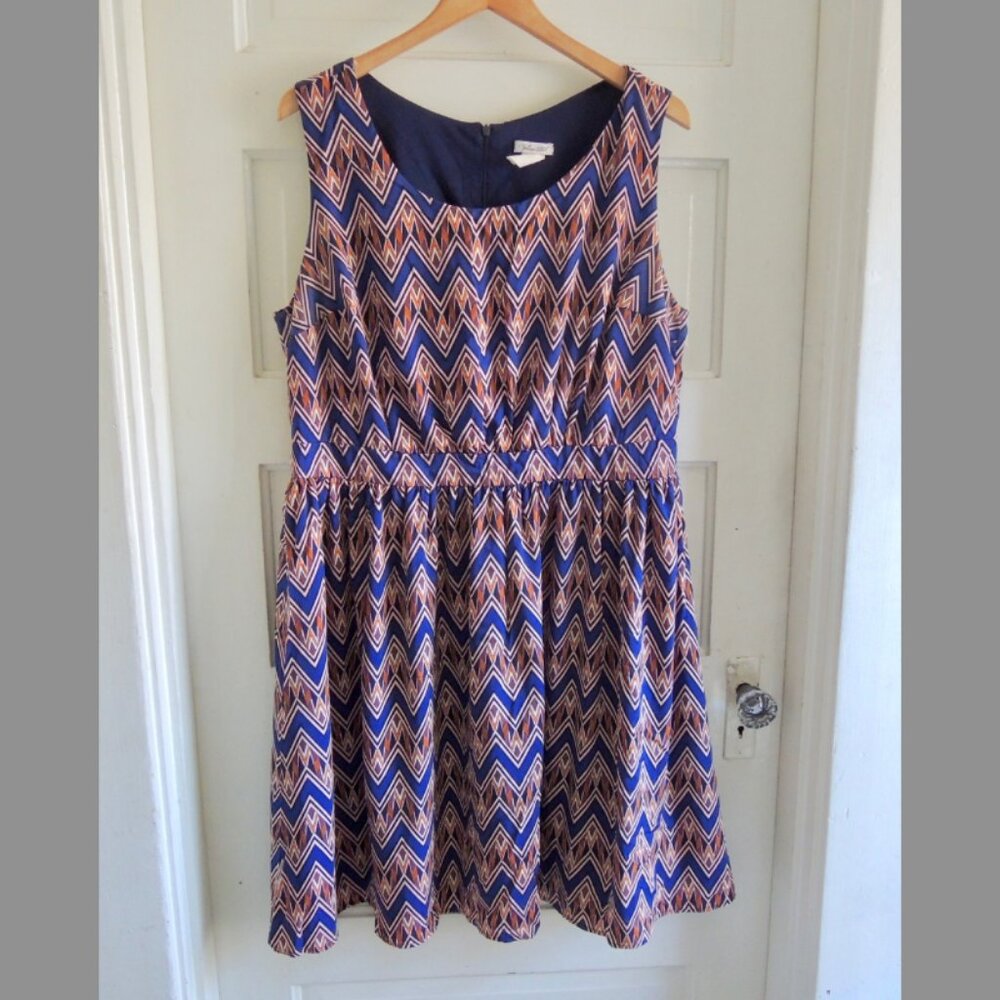 Modcloth Yellow Star Blue & Orange Dress 1X